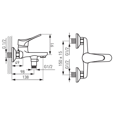 Ferro Stillo egykaros kádcsaptelep, króm