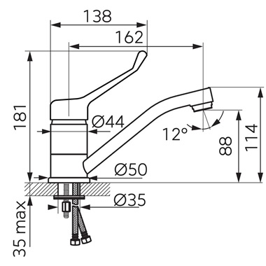 Ferro Tiga Medico álló orvosi mosdócsaptelep elforgatható kifolyócsővel