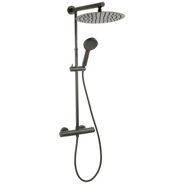 Ferro Trevi zuhanyszett fejzuhannyal, kézizuhannyal és termosztátos csapteleppel, gun metal