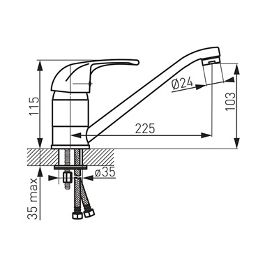 Ferro Vasto egykaros mosogató csaptelep forgatható kifolyóval, króm