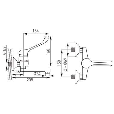 Ferro Vasto Medico fali orvosi mosdócsaptelep króm