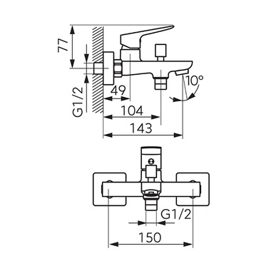 Ferro Vitto VerdeLine kádcsaptelep, matt fekete