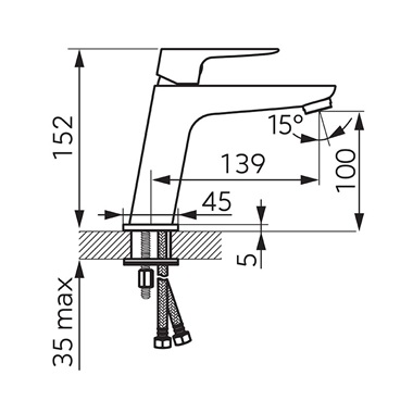 Ferro Vitto VerdeLine mosdó csaptelep leeresztő nélkül, matt fekete