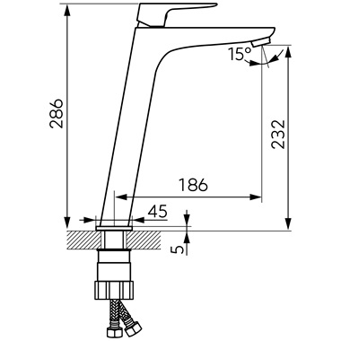 Ferro Vitto VerdeLine magasított mosdócsaptelep, gun metal