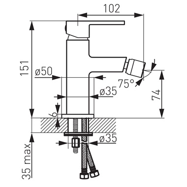 Ferro Zicco egykaros álló bidé csaptelep króm