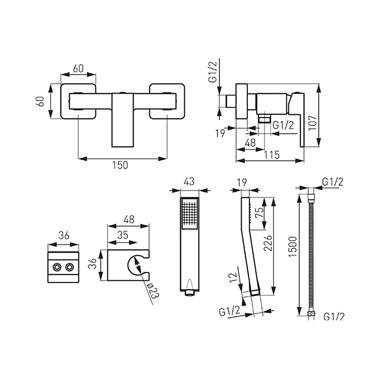 Ferro Zicco zuhany csaptelep zuhanyszettel, króm