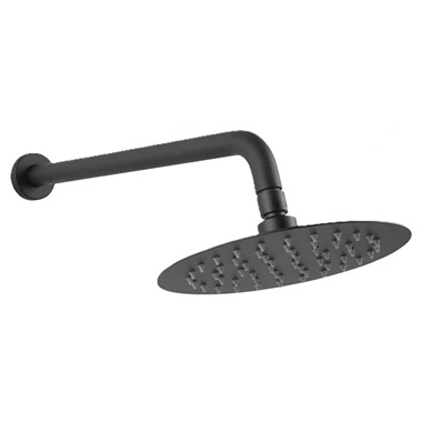 Ferro Slimline ívelt  fejzuhany zuhanykarral, fekete 20 cm