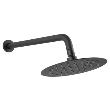 Ferro Slimline ívelt  fejzuhany zuhanykarral, fekete 20 cm