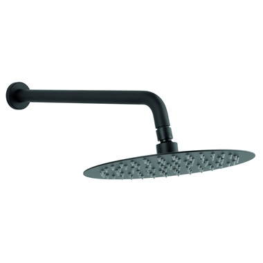 Ferro Slimline ívelt fejzuhany zuhanykarral, fekete 25 cm