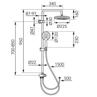 Ferro Coppa Black zuhanyszett króm