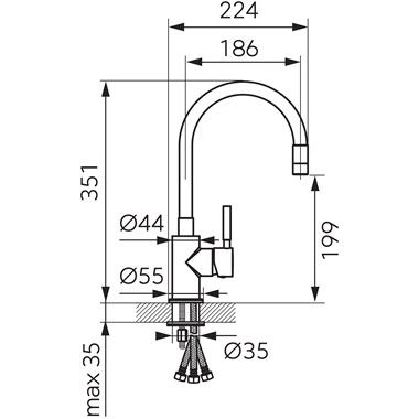 Ferro Zumba álló mosogatócsaptelep króm, átfolyós vízmelegítőkhöz