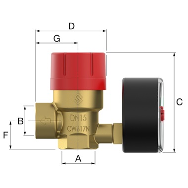 Flamco biztonsági szelep 1/2" 3 bar + manométer