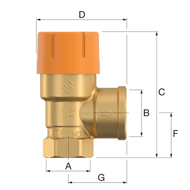 Flamco Prescor Solar biztonsági szelep 1/2 , 6,0 bar