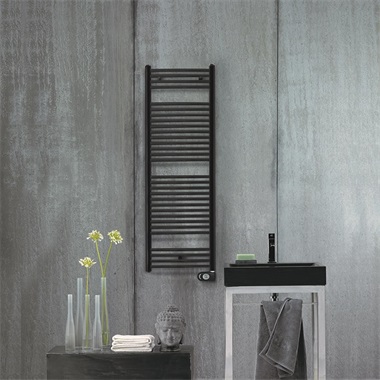 Zehnder Aura Black 1500x600 ELEKTROMOS, egyenes, törölközőszárító radiátor, fekete Zehnder Aura Black 1500x600 ELEKTROMOS, egyenes, törölközőszárító radiátor, fekete