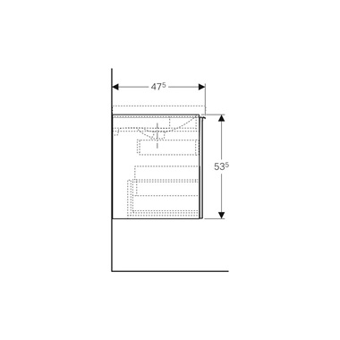 Geberit Acanto alsó szekrény mosdóhoz 59,5x47,5 cm, homokszürke
