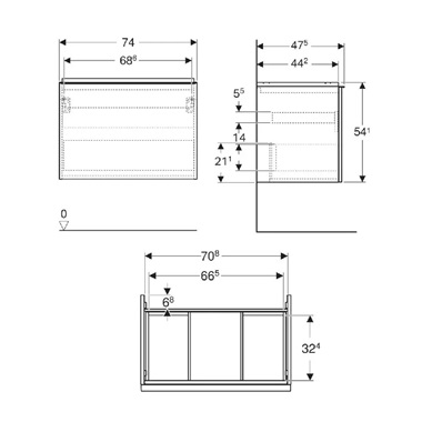 Geberit alsó szekrény 74x,54x48 cm, fényes fehér
