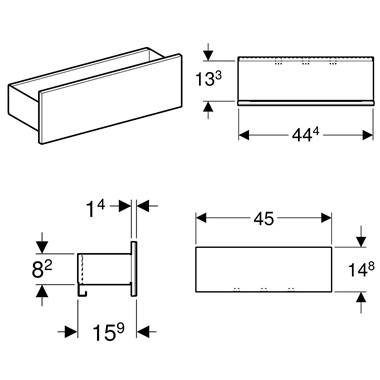 Geberit Acanto fali polc 45x14,8x15,9 cm, fekete