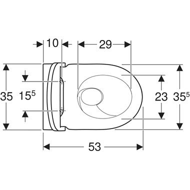 Geberit Acanto fali WC ülökével TurboFlush 35,5x35,5x53 cm, fehér, KeraTect bevonattal