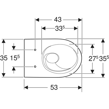 Geberit Acanto fali WC mélyöblítésű, zárt forma, TurboFlush, 53 cm, fehér