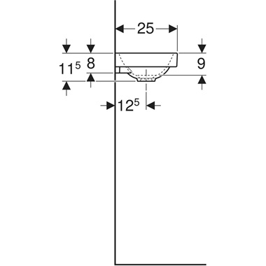 Geberit Acanto mosdó 40x11,5x25 cm, jobbos, fehér