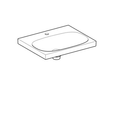 Geberit Acanto mosdó pakolófelülettel, 75x16,8x42,2 cm, csaplyuk középen, túlfolyóval