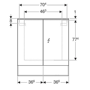 Geberit Acanto tükrös szekrény 75x83x21,5 cm, tölgy