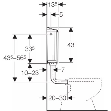 Geberit AP116 falon kívüli öblítőtartály, 2 mennyiséges öblítés, alpin fehér