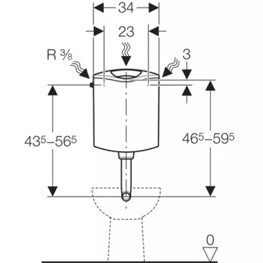 Geberit AP116 falon kívüli öblítőtartály, 2 mennyiséges öblítés, alpin fehér