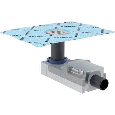 Geberit CleanPoint padlóösszefolyó épített zuhanyzókhoz, az összefolyónál 90–220 mm esztrichmagassághoz