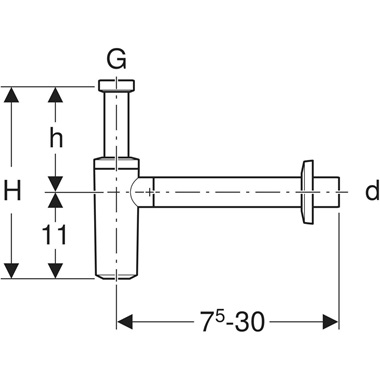 Geberit búraszifon mosdóhoz, szeleptakaró rózsával, hátsó kifolyású, d32 mm, G 1 1/4", alpin fehér