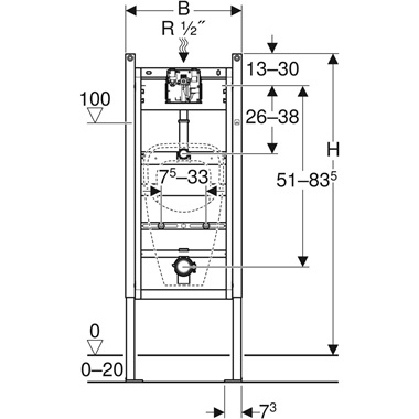 Geberit Duofix vizelde szerelőelem, 130 cm, Basic vizeldevezérléshez Geberit Duofix vizelde szerelőelem, 130 cm, Basic vizeldevezérléshez