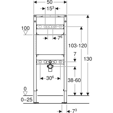 Geberit Duofix szerelőelem kiöntőhöz, 130 cm, falon kívüli csaptelephez