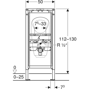 Geberit Duofix vizelde szerelőelem 112–130 cm, univerzális, falsík előtti nyomóöblítéshez