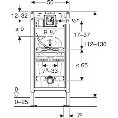 Geberit Duofix vizelde szerelőelem, 112–130 cm, univerzális, szórófejhez