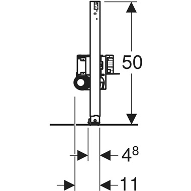 Geberit Duofix zuhanyelem, 50 cm CleanWall falsík alatti összefolyóval, az összefolyónál 65–90 mm esztrichmagassághoz