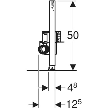 Geberit Duofix zuhanyelem, 50 cm, CleanWall falsík alatti összefolyóval, az összefolyónál 90–250 mm esztrichmagassághoz