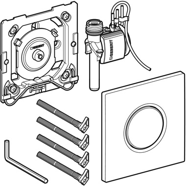 Geberit vizeldevezérlés pneumatikus működtetéssel, Sigma 01 típusú működtetőlap, alpin fehér