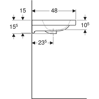 Geberit iCon Light mosdó 75x48x15,5 cm, csaplyukkal és túlfolyóval, fehér
