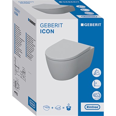 Geberit iCon fali WC mélyöblítésű készlet, zárt forma, Rimfree, WC-ülőkével Geberit iCon fali WC mélyöblítésű készlet, zárt forma, Rimfree, WC-ülőkével