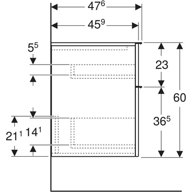 Geberit iCon oldalszekrény két fiókkal  45x60x47,6 cm, fehér, magasfényű