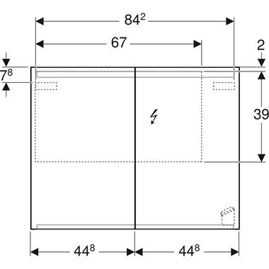 Geberit Option tükrös szekrény 90x70x15 cm,világítással
