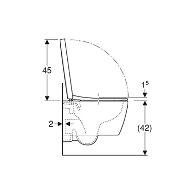 Geberit Icon mélyöblítésű fali WC készlet ülőkével, rövidített, Rimfree, 49 cm, lecsapódásgátlós, matt fehér