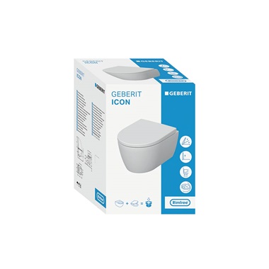 Geberit Icon mélyöblítésű fali WC készlet ülőkével, rövidített, Rimfree, 49 cm, lecsapódásgátlós, matt fehér