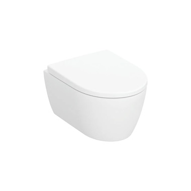 Geberit Icon mélyöblítésű fali WC készlet ülőkével, rövidített, Rimfree, 49 cm, lecsapódásgátlós, matt fehér