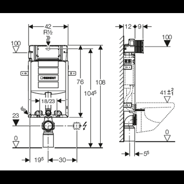 Geberit kombifix II. falba építhető wc 108 cm