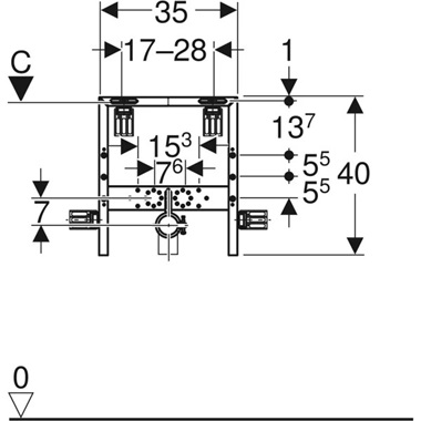 Geberit Kombifix mosdó szerelőelem, álló csapteleppel szerelt fali mosdó részére