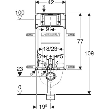 Geberit Kombifix fali WC-szerelőelem 109 cm, Sigma 8 cm-es falsík alatti öblítőtartállyal