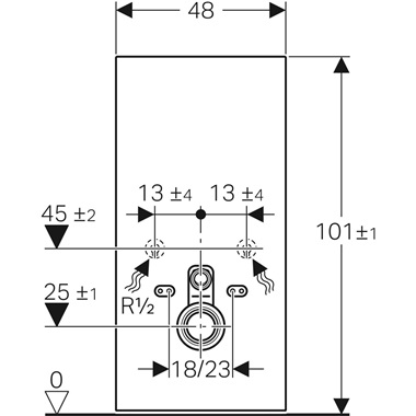 Geberit Monolith szanitermodul fali WC-hez, 101 cm, üveg előlap, alumínium