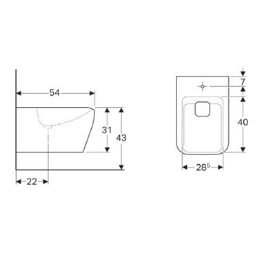 Geberit MyDay fali bidé Keratect bevonattal, fehér