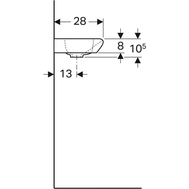 Geberit MyDay kézmosó 40x28 cm, balos, csaplyukkal, Keratect felülettel